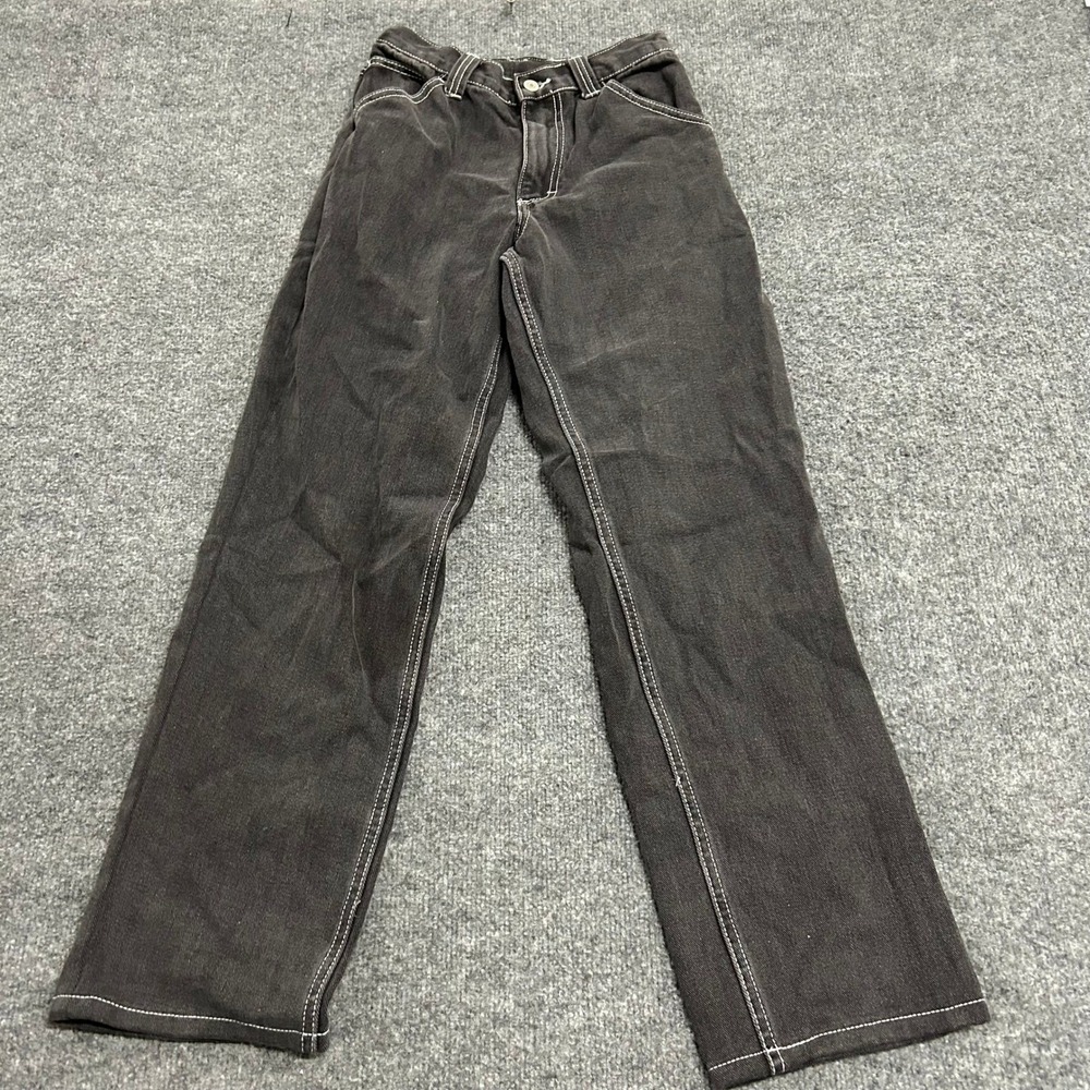 J. Galt Carpenter Jeans Womens Size S Black Contrast Stitch Straight Leg Denim